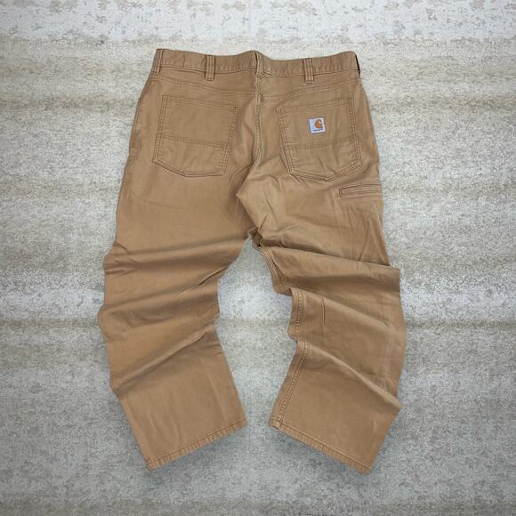 Carhartt Carpenter Pants Tan Relaxed Fit Work Wear Painters White Logo - Picture 1 of 5